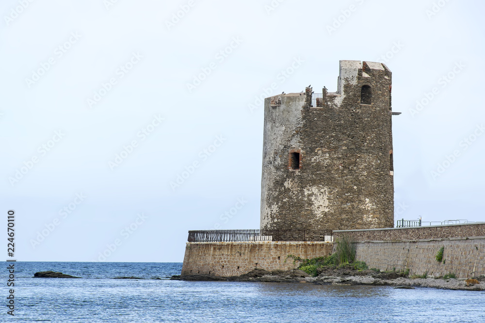Torre di Santa Lucia. Costruito nel 1639 a guardia del porto e del Rio di Siniscola, in Sardegna