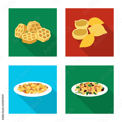 Vector illustration of pasta and carbohydrate icon. Collection of pasta and macaroni stock vector illustration.