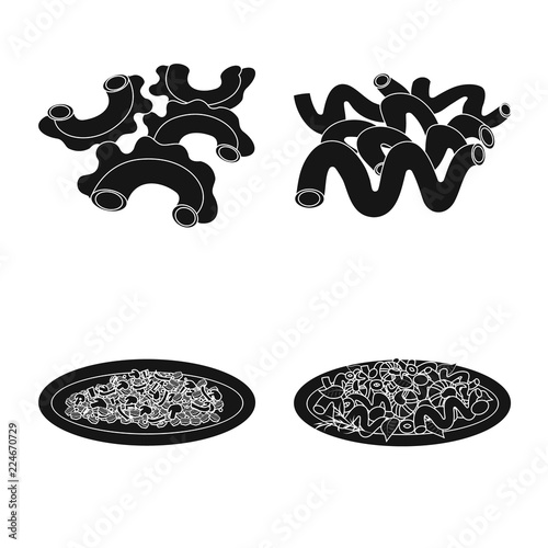 Vector design of pasta and carbohydrate logo. Collection of pasta and macaroni stock vector illustration.