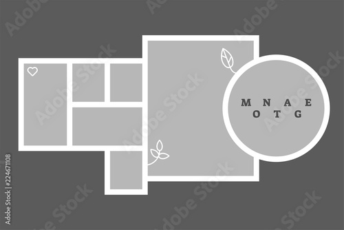 Montage collage photo frame decorative composition blank template, vector design.