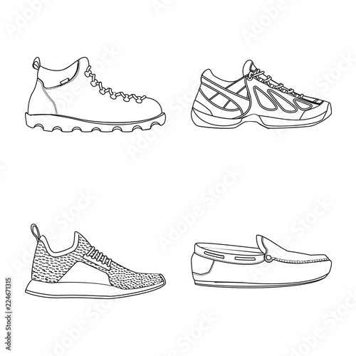 Vector illustration of man and foot logo. Set of man and wear vector icon for stock.