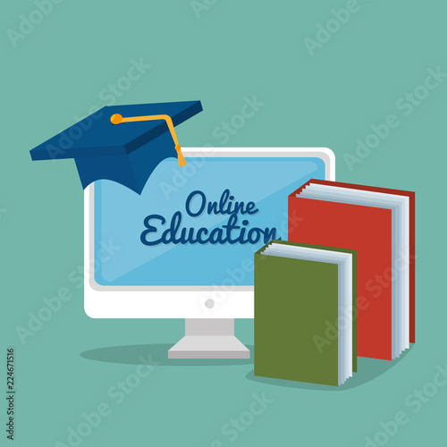 education online set icons