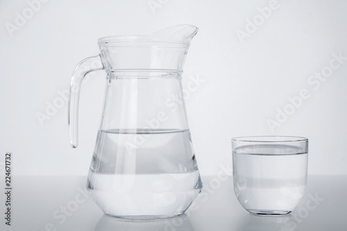 A pitcher and a glass. Pure water.
