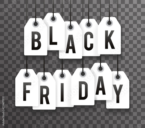 Black friday price sale text labels transperent background vector illustration