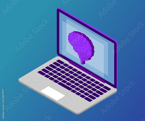 brain, isometric, laptop 1