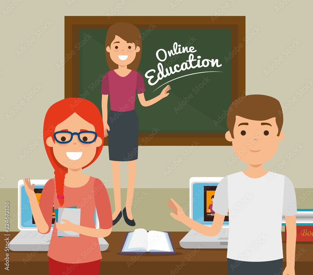 teacher woman with chalkboard education online teacher woman with chalkboard education online