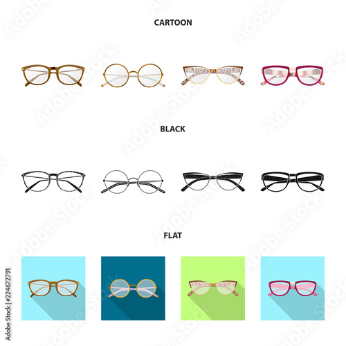 Isolated object of glasses and frame sign. Collection of glasses and accessory stock symbol for web.