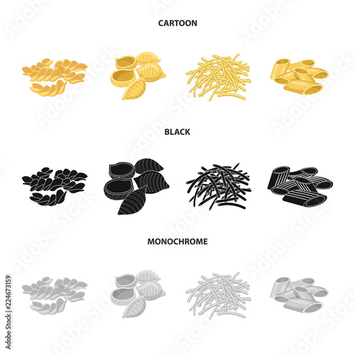 Isolated object of pasta and carbohydrate logo. Collection of pasta and macaroni stock symbol for web.