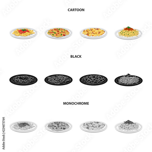 Isolated object of pasta and carbohydrate icon. Collection of pasta and macaroni stock vector illustration.