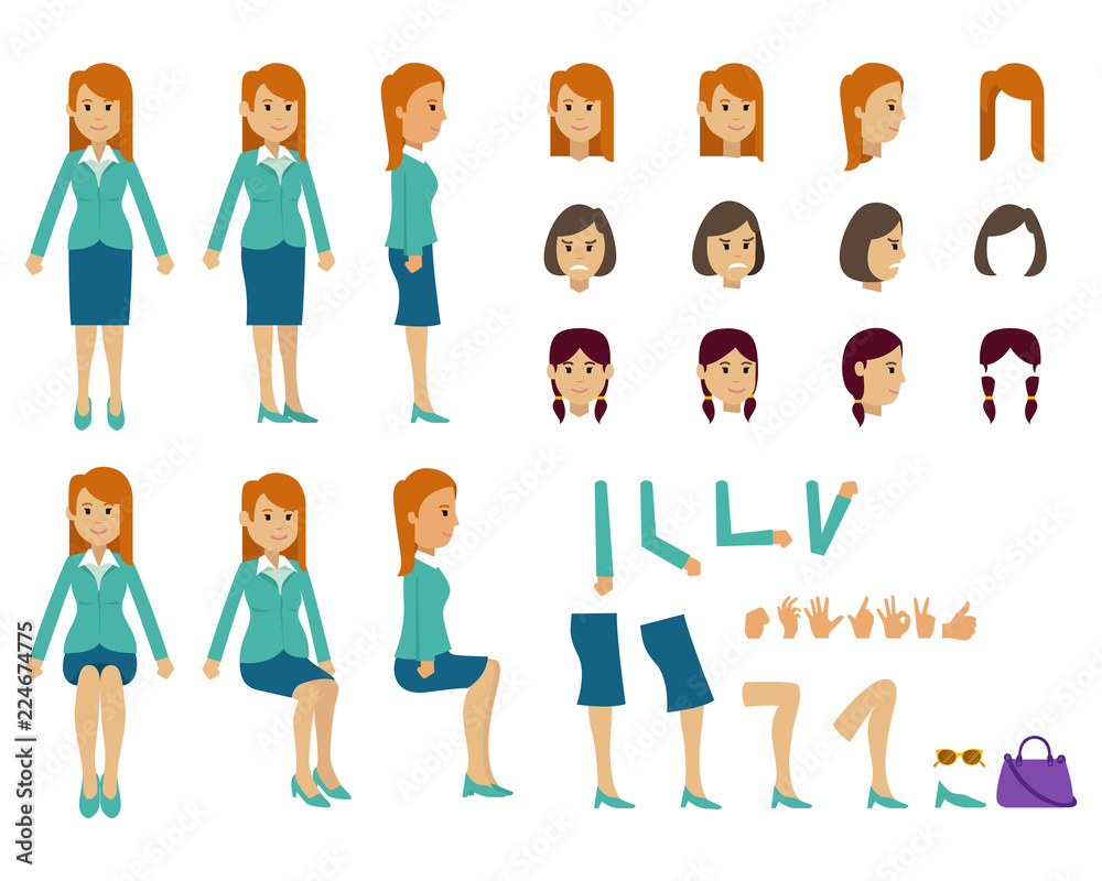 Cute women with many poses. Various head, various hairstyles, and various leg Cute women with many poses. Various head, various hairstyles, and various leg