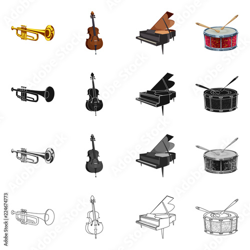 Vector design of music and tune sign. Collection of music and tool stock vector illustration.
