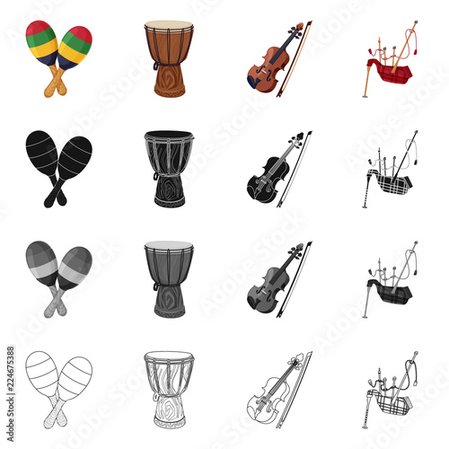 Vector illustration of music and tune symbol. Set of music and tool vector icon for stock.