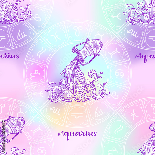 Seamless pattern with zodiac sign