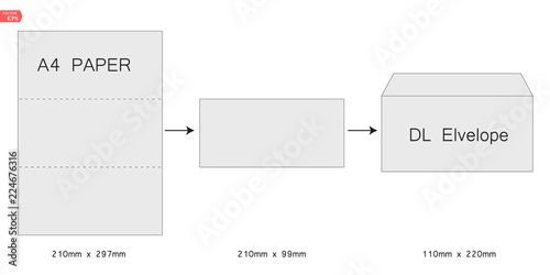 The envelope DL size. Stamp. Vector black isolated circuit envelope. International standard size