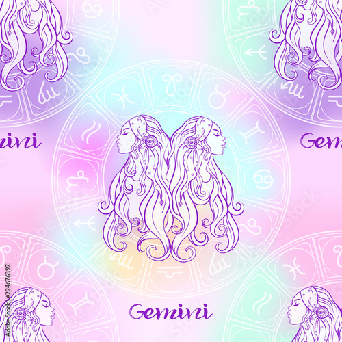 Seamless pattern with zodiac sign