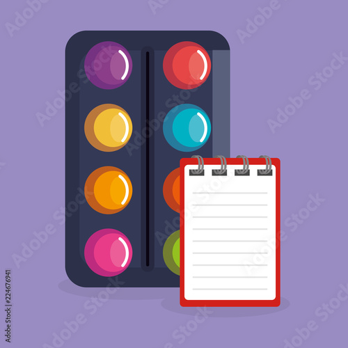 paint pallette and notebook icons