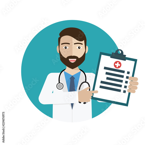 Doctor showing diagnoses medical health vector illustration.