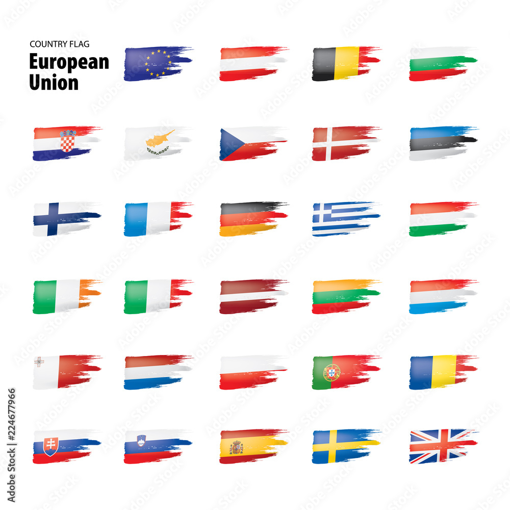 flags of the european union. Vector illustration. - obrazy, fototapety, plakaty 