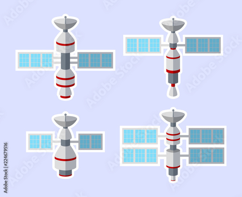 Set of satellite icon isolated on white background