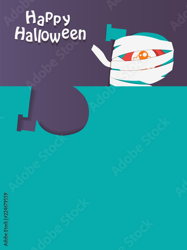 Happy Halloween, poster template. Funny Monster Vector illustration.