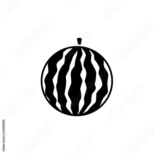 Black & white vector illustration of watemelon. Flat icon of fresh fruit. Vegan & vegetarian food. Health eating ingredient. Isolated object