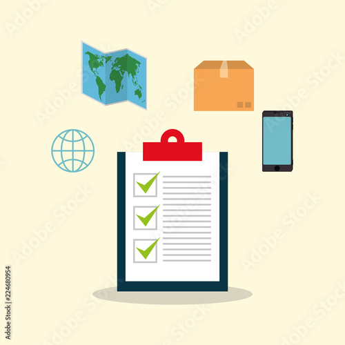 checklist with delivery service icons