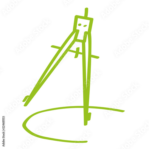 Handgezeichneter Zirkel in hellgrün