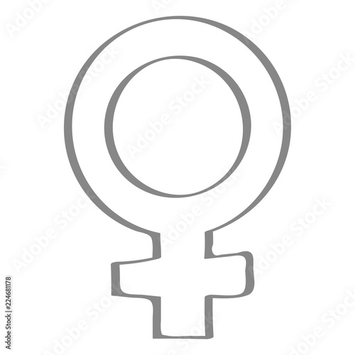 Handgezeichnetes Symbol für weiblich in grau