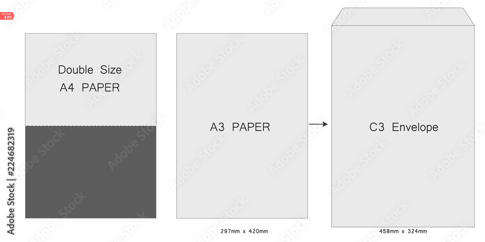 Envelope C3 blank white mockup. open envelope. The envelope C3 size. Stamp. black isolated circuit envelope. International standard size Envelope C3 blank white mockup. open envelope. The envelope C3 size. Stamp. black isolated circuit envelope. International standard size
