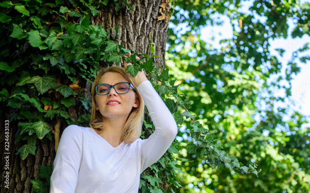 You deserve break and rest. Natural beauty concept. Blonde enjoy natural landscape. Feeling free and relaxed. Woman blonde take break relaxing in park. Girl relaxing green nature background You deserve break and rest. Natural beauty concept. Blonde enjoy natural landscape. Feeling free and relaxed. Woman blonde take break relaxing in park. Girl relaxing green nature background