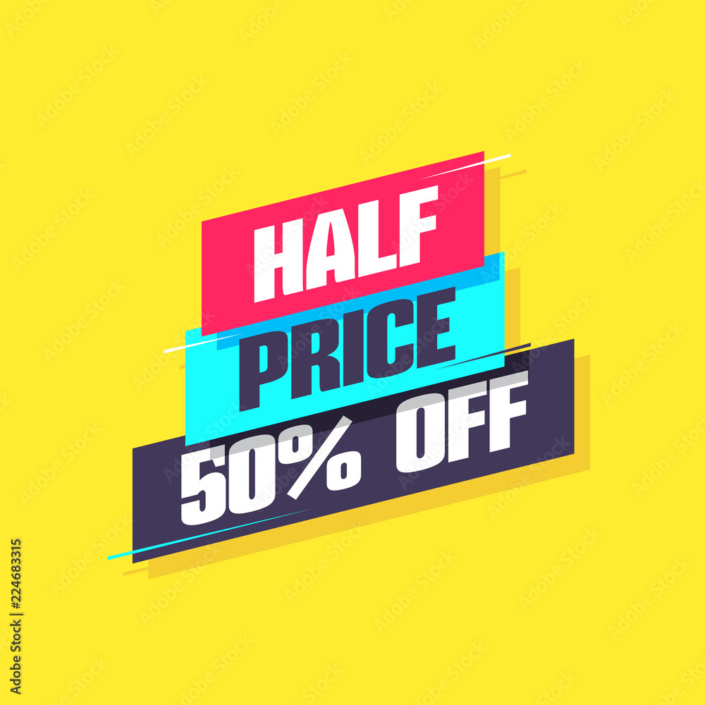 Half Price 50% Off Label Half Price 50% Off Label