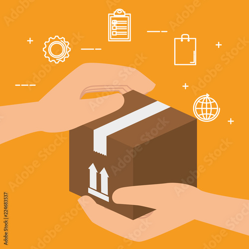 box with delivery service icons