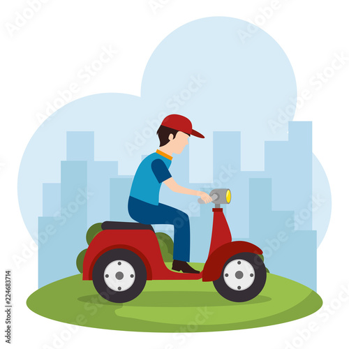 delivery worker in motorcycle