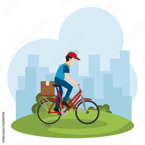 delivery worker in bicycle