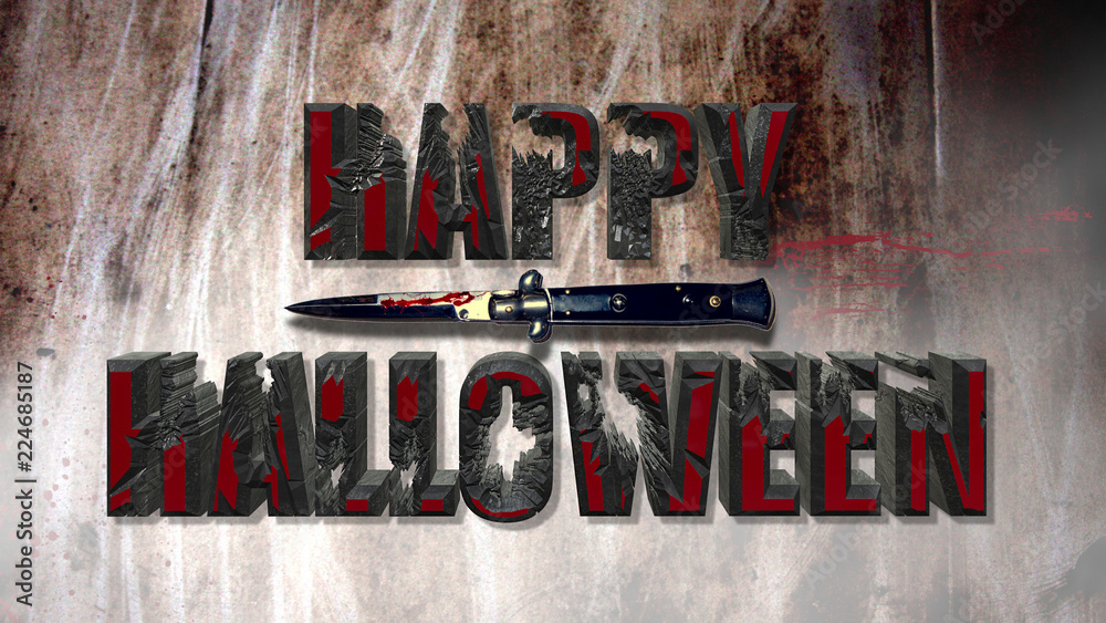 Obraz premium Happy Halloween Scary Bloody Text Effect
