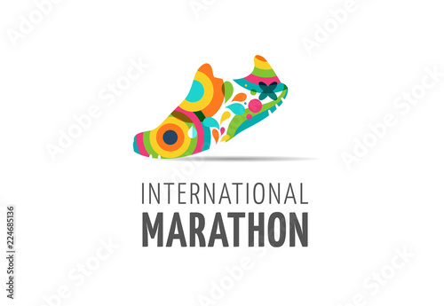 Run icon, symbol, marathon poster and logo