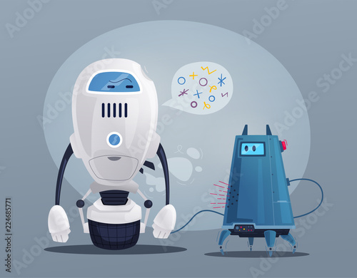Robot character. Technology, future. Cartoon vector illustration