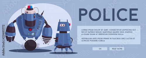 Police drone robot. Patrol cop with artificial intelligence