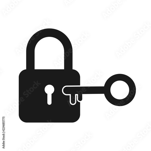 Black lock with the key icon
