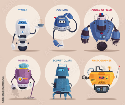 Robot character. Technology, future. Cartoon vector illustration