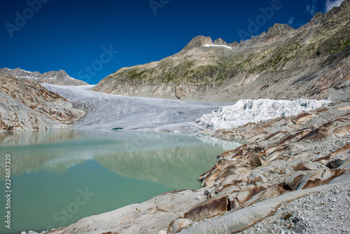 Rhonegletscher mit Gletschersee im Hochsommer photo