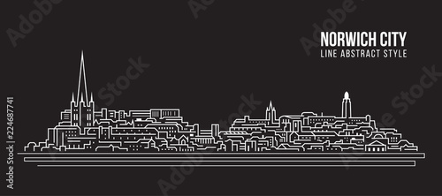 Cityscape Building Line art Vector Illustration design - Norwich city