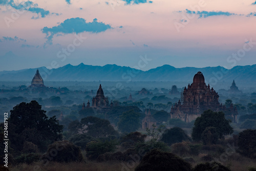 Buddha temple in the sunset dawn
