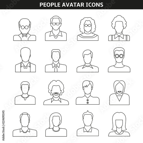 people avatar icons line style