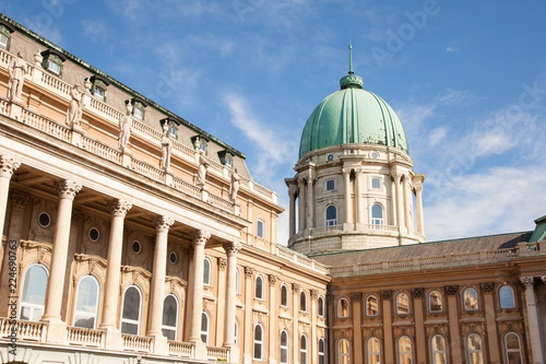 Buda Castle in Budapest Hungary inside view green dome