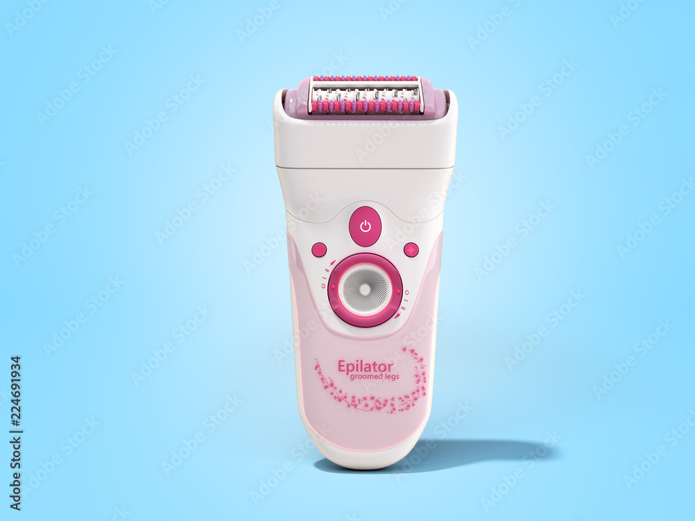 modern female pink hair epilator 3d render on blue modern female pink hair epilator 3d render on blue