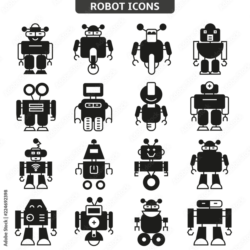 robot icons set robot icons set