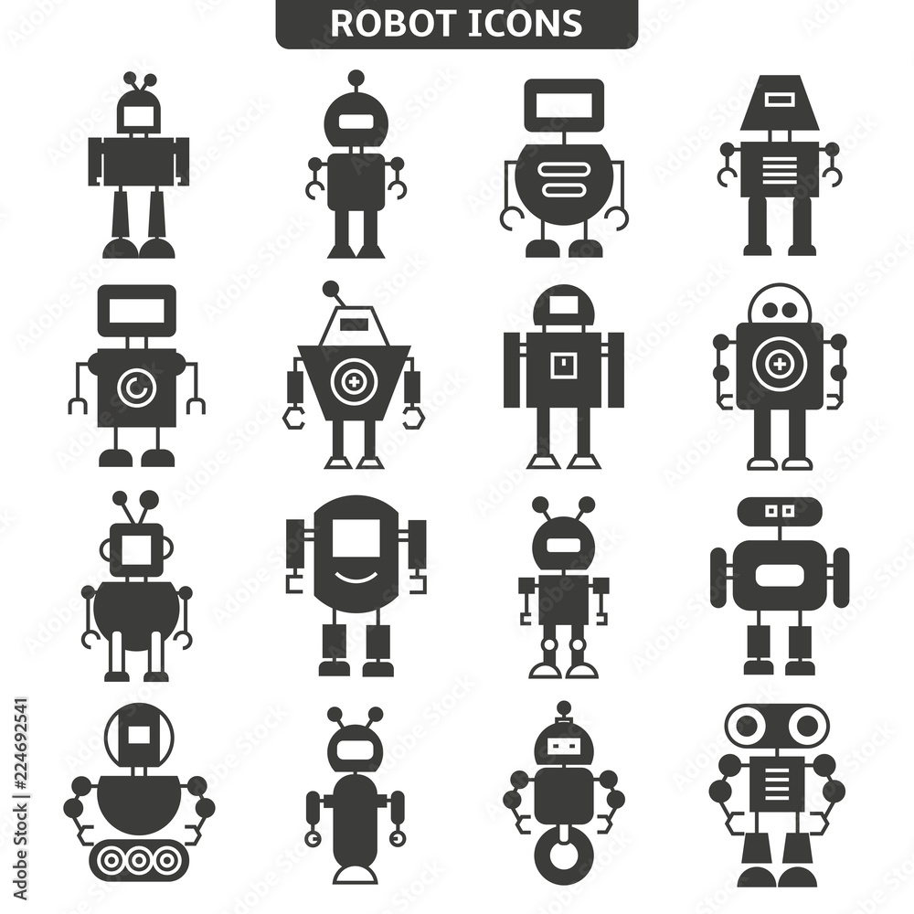 robot icons set robot icons set