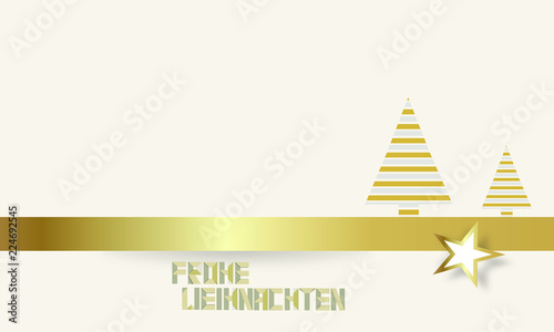 Weihnachtskarte Gruß Frohe Weihnachten Gold Band Hintergrund Weihnachtsbäume Stern