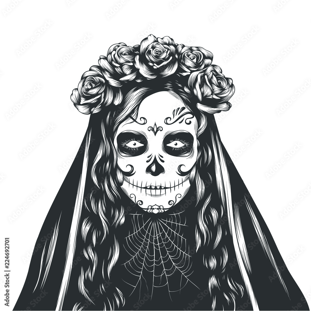 Holiday of Santa Muerte for Halloween Stock Vector | Adobe Stock